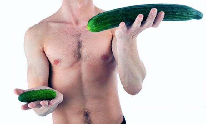 Visualización de un pene masculino pequeño y grande.